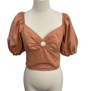 Abercrombie & Fitch‎ Puff Sleeve Crop Top Square Neck Blouse Milkmaid Coquette